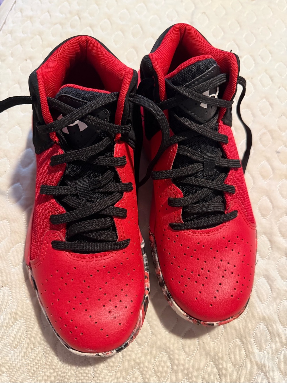 Under Armour Red and Black Kids Basketball Sneakers